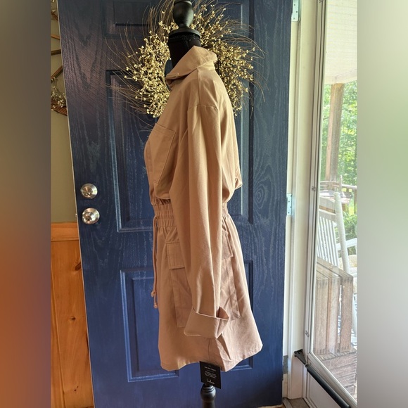 LuLu’s Versatile Energy Khaki Mock Neck Long Sleeve Utility Mini Dress M NWT - Picture 5 of 16